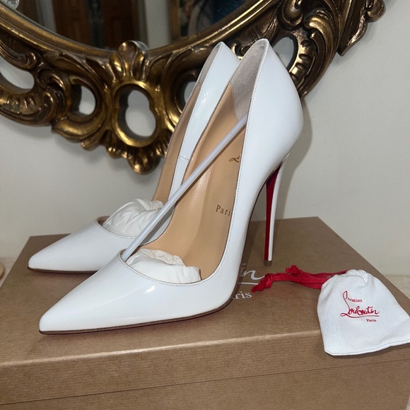 COPY - Kate Nappa White Louboutin Heels 120mm - Picture 1 of 6